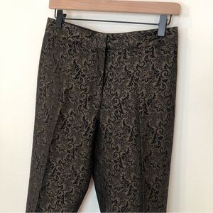 Vintage Lord & Taylor Jacquard Tailored Trouser Pants Metallic Black Women’s M